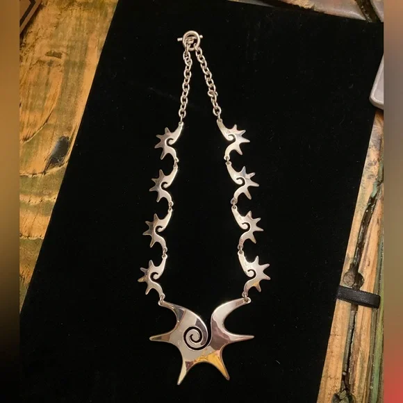 Vintage 925 Mexico Silver Necklace & Earring Set - Picture 4 of 9